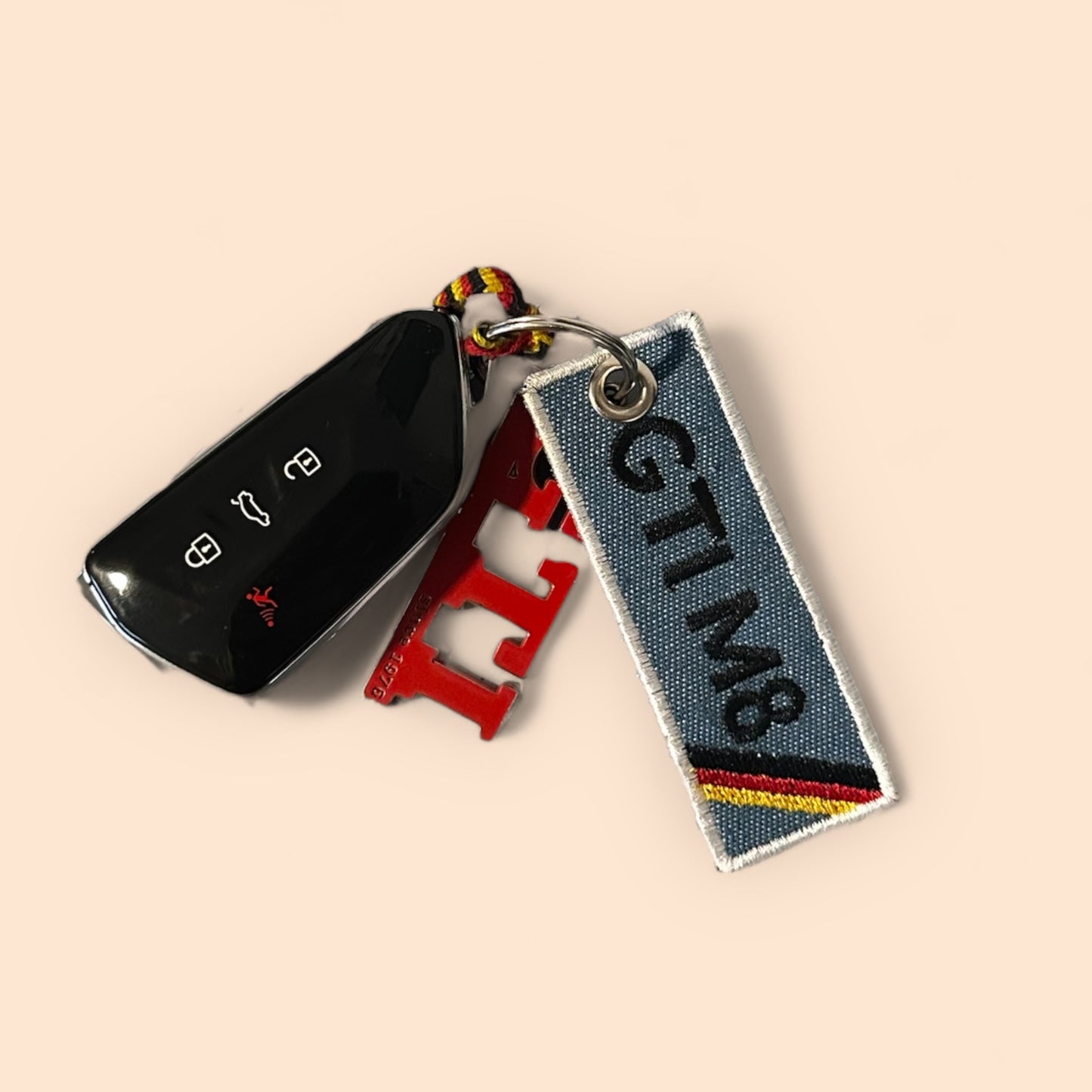Jet tag embroidered keychain