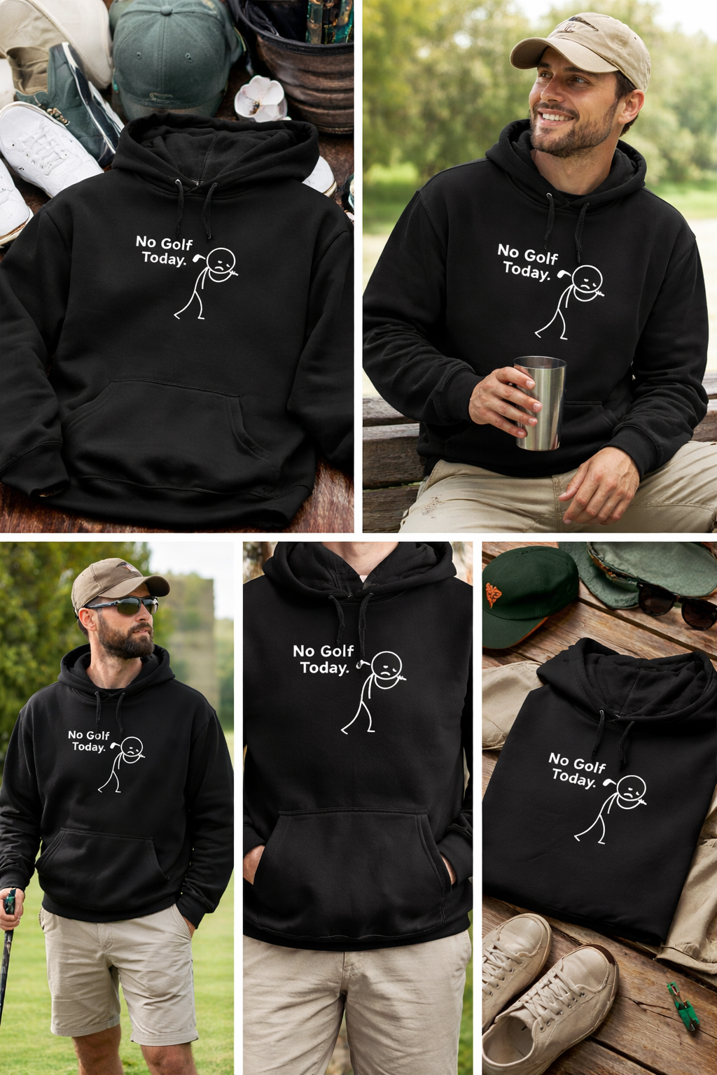 Embroidered "No Golf Today" Hoodie – Minimalist Golf Lover Gift